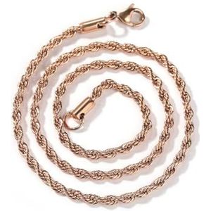 2mm3mm4mm 5mm6mm herenketting draaiketting herenketting damesketting modejuwelen 16 18 20 22 24 26 28 30 inch (Color : Rose gold_24INCH_2MM)