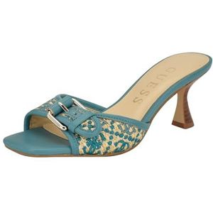GUESS Dista sandaal met hak voor dames, Lichtblauw Logo 450, 9 UK