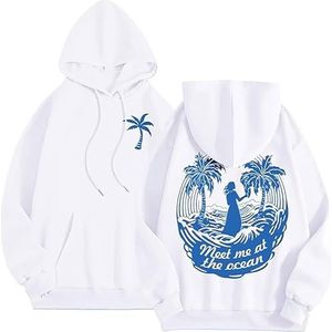 Pink Flower Hoodie - Preppy Hoodies for Women, Aesthetic Cute Oversized Y2k Hoodie (White(B),S)