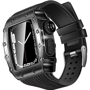 OFWAX Robuuste legering horlogekast en siliconen horlogeband lus mod kit, voor Apple Watch Series 8/7/6/5/4/SE 44 mm 45 mm 41 mm 40 mm serie doe-het-zelf, zink horlogehoes+siliconen polsbandjes, 40MM,
