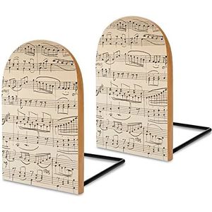 Retro Muziek Notities Houten Boekeinden voor Planken Moderne Boekensteunen Boekenhouder Verdeler Decoratief 1 Paar