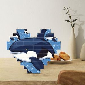Bouwsteenpuzzel hartvormige bouwstenen blauwe orka puzzels blok puzzel voor volwassenen 3D micro bouwstenen voor huisdecoratie bakstenen set