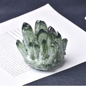Natuurlijke kristallen en stenen natuurlijke kristallen cluster groen geel kwarts ruw kristal punt specimen huisdecoratie Feng Shui steenerts geschenken voor decoratie (kleur: lichtgroen, maat: