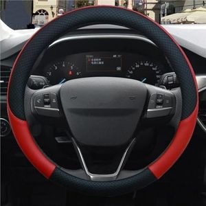 Stuurhoes Voor Ford Voor Fusion Lederen Auto Stuurhoes Antislip Auto Accessoires Stuurhoes van leer(Rood)