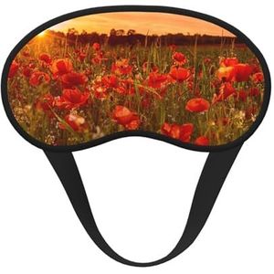 GSGCSBYMLG Sunset Flower Field Printed Blackout Sleep Mask Soft Blackout Eye Mask Sleeping Eye Mask