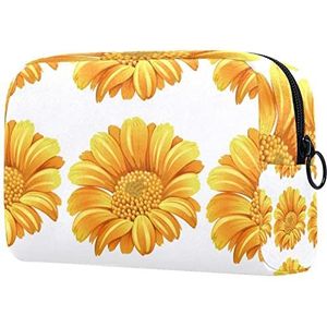Geschilderde gele zonnebloem bloemenprint reizen cosmetische tas voor vrouwen en meisjes, kleine make-up tas rits zakje toilettas organizer, Meerkleurig, 18.5x7.5x13cm/7.3x3x5.1in, Mode