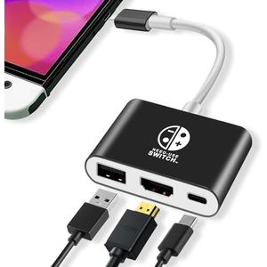 3-in-1 Switch Dock voor Switch/OLED, USB 3.0-poort, draagbaar docking station voor Nintendo, tv-adapter met 4K HDMI (zwart + wit)