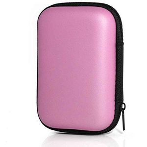 Oortelefoon Draagtas met Rits Oordopjes Headset Opbergdoos Data Kabel Draad Multifunctionele Bescherming Pouch voor Outdoor Roze