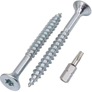 SKIR'CO (20 stuks) Verzinkte stalen houtschroeven 6,0 x 60 mm, Torx verzonken kopschroeven, spaanplaatschroeven, gedeeltelijk schroefdraad