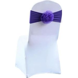 OIFAODAO, Elastisch Grenadi Lint Strik Bloem Stoel Knoop Cover Rugsjerpen for Hotel Banket Bruiloft Evenement Decoratie ，Stoelsjerpen(Deep Purple)