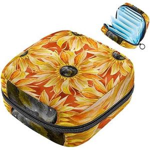 MUOOUM Kunst Bloeiende Zonnebloemen Maandverband Opbergtas Draagbare Menstruatie Tas Voor Vrouwen Tiener Meisjes Menstruatie Cup Pouch Nursing Pad Houder