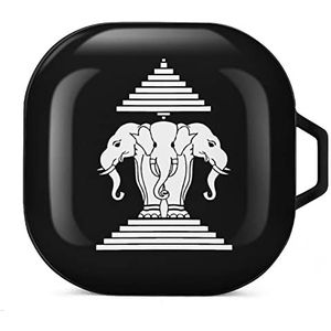 Three Elephants Laos Oordopjes Hoesje Compatibel met Samsung Hard Shell Beschermhoes Zwart-Stijl