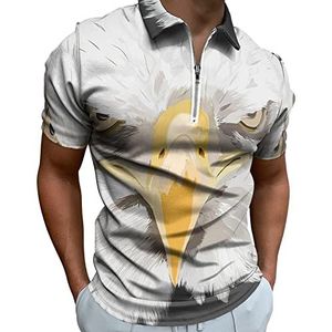 Vintage Bald Eagle Half Zip-up Polo Shirts Voor Mannen Slim Fit Korte Mouw T-shirt Sneldrogende Golf Tops Tees 3XL