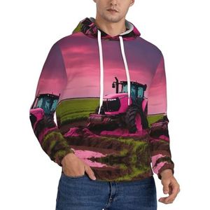 Jkkghll Bedrijf Boerderij Tractor Print Mannen Hooded Warme Lichtgewicht Trui Voor Winter Herfst En Lente Casual Wear, Zwart, XS