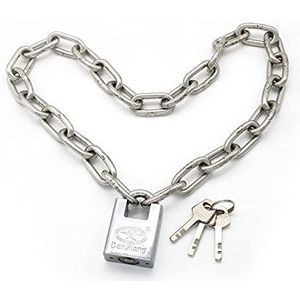 Kinhard kettingslot, 80 cm, roestvrij staal, fietsslot, motorslot, veiligheidsslot en ketting kunnen worden gebruikt voor het sluiten van garages, hekken en lagers
