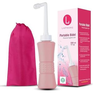 laphang Draagbare bidet 500 ml roze peri-fles met waterdichte zak en dop - PP + TPR, lekvrij en krasbestendig - perineale fles voor genezing van postpartum aambeien, zwangerschapskit essentials..