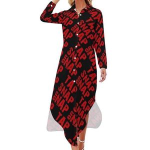 Tap Snap Or Nap Braziliaanse Jiu Jitsu Maxi-jurk voor dames, lange mouwen, knoopjurk, casual feest, lange jurken, XL