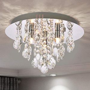 A1A9 moderne verzonken kristallen kroonluchter, K9 kristallen ronde plafondverlichting, LED hanglamp voor woonkamer, eetkamer, slaapkamer, woonkamer D35cm (3 lampen)