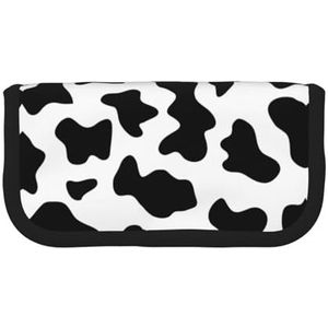 gopoo Zwart en wit koeienprint schattig canvas etui - georganiseerde opslag voor reizen en dagelijks gebruik etui, make-upzakje