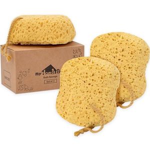 myHomeBody Badspons, Loofah-spons, lichaamsspons, douchespons, grote maat, veel schuim, curvy, 3 stuks