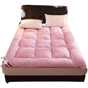 QAUUCP Dubbelzijdig bruikbare matras van 1,8 m bed slaapzaal eenpersoonsbed tweepersoons tatami-mat dikke warme winter futon vloermatras (roze, 200 x 220 cm)