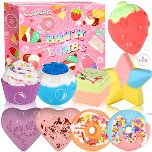 GUHAOOL Badbommen, cadeauset, 9 stuks, puur natuurlijke etherische oliën, badbruisballen voor vrouwen, ontspanning, spa, bubbelbad, cadeauset voor vrouwen, Kerstmis, Valentijnsdag, verjaardag
