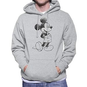 Disney Mickey Mouse Sketch Drawing Sweatshirt met capuchon voor heren, Grijs, L