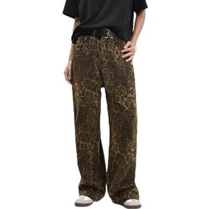 Sawmew Tan Leopard Jeans Dames Luipaardbroek Y2K Baggy Boyfriend Jeans Vintage Jeans Comfortabele Jeans Trendy Casual Broek met Luipaardprint Esthetische Vintage Baggy Cargo Jeans (Color : Leopard pr