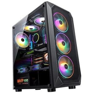 Mid-tower ATX, Micro-ATX, Mini-ITX Gamingbehuizing, Zijpaneel Van Gehard Glas, 1 USB3.0, 2 USB 2.0, Ondersteunt Waterkoeling En Kan Worden Geïnstalleerd Met 8 Ventilatoren(Black)