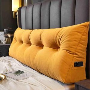 YSZBD Leeskussens lendensteunkussen voor bed en rugleuning kussen driehoekig hoofdkussen, rugleuning positionerend, ontspannend sierkussen is wasbaar, oranje-120 x 50 x 20 cm