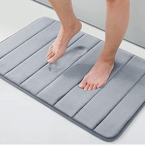Homaxy Traagschuim Badmat, absorberend, antislip, wasbaar, 50 x 80 cm, grijs