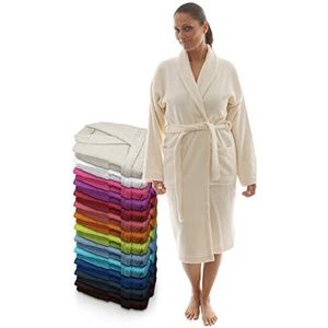 LEBENGOOD Badjas Dames 100% Katoen OEKO-TEX, Amerikaanse badstof 450 gsm, Jeugd, Douche, Zwembad, Bad, Unisex, Heren, Maten S M L XL XXL 3XL (M, Ecru)