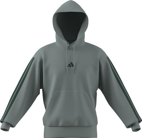 adidas Hombre ESSENTIAL THREE STRIPES FRENCH TERRY HOODIE, Wonder Sage/collegiate green, M