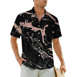 Rose Gold Foil Black Marble Heren Shirts Korte Mouw Strand Shirt Hawaii Shirt Casual Zomer T-Shirt XS