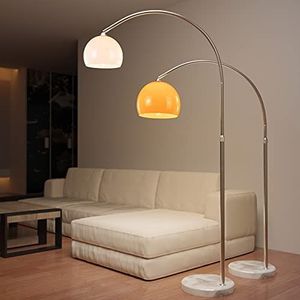 Jago® Boog Vloerlamp - E27 1 x Max. 60W Nodig of LED Dimbaar, Instelbare Hoogte (130-180 cm), Draaibare Kop, Retro Design, Wit - Staande Lampen, Vloerlampen voor Woonkamer, Slaapkamer, Kantoor