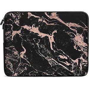 Rose Gold Foil Zwart Marmer Laptop Sleeve Case Mode Computer Tas Beschermhoes Draagtas Aktetas voor Vrouwen Mannen 10 inch