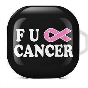 Fuck Cancer Earbuds Case Compatibel met Samsung Hard Shell Beschermhoes Wit-Stijl