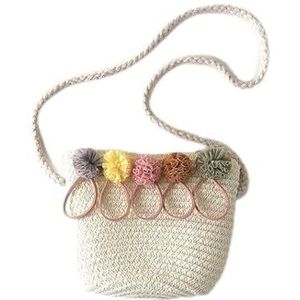 MZPOZB Grote Stro Tassen Meisje Crossbody Tas Handgemaakte Bloemen Rotan Mini Schoudertas Zomer Stro Strand Tas Casual Tassen Handtas Vrouwen Stro, Melk Wit, Eén maat