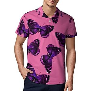 Purple Butterfly Heren Golf Polo-Shirt Zomer Korte Mouw T-Shirt Casual Sneldrogende Tees 5XL