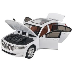 Schaal afgewerkte modelauto 1/24 For BMW 7 Serie 760Li Schaal Luxe Auto's Met Geluid Licht Afgewerkt Model Auto Collectible Voertuigen Miniatuurreplica-auto(White B)