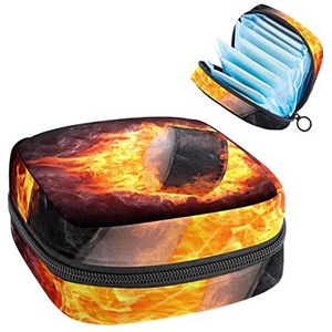 Hockey Fire,Periode Pouch Draagbaar,Tampon Opbergtas,Tampon Houder voor Portemonnee Vrouwelijke Product Organizer, Meerkleurig, 4.7x6.6x6.6 in/12x17x17 cm