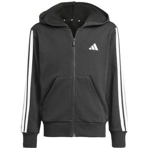adidas Niñas ESSENTIALS FULL ZIP HOODIE, black/white, 9-10 Years