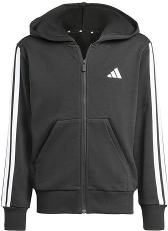 adidas Niñas ESSENTIALS FULL ZIP HOODIE, black/white, 9-10 Years