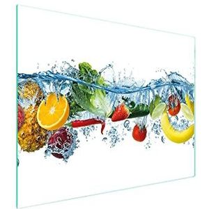 DarHaus snijplank glas 52 x 40 cm, kookplaat afdekplaat inductie, decoratief glas, fornuis afdekplaat afdekking keramische kookplaat afdekplaat, spatbescherming glasplaat keramische, FRUIT