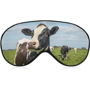 Zwart wit koe nieuwsgierig zachte look slaapmasker met verstelbare riem, comfortabel zacht oogmasker slaaphulp, lichtblokkerende oogmaskers