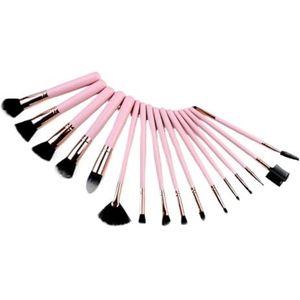 Kwastenset Professionele Make-up Kwast Roze Houten Handvat, Gezichtscontour Oogschaduw Concealer Tool Make-Up Borstel Set(Pink)