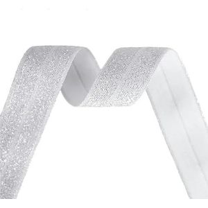 50 100 meter op rol 3/4"" 20 mm zilveren glitter vouw over elastische spandex band haar stropdas hoofdband jurk naaien trim-wit-50 werven