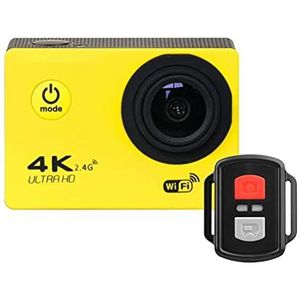 Actiecamera, Action Camera Ultra HD 4K WiFi Afstandsbediening Sport Camera30M Waterdicht Pro Sports DV Helm video-opnamecamera(H9R Yellow)