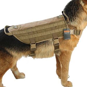 EXCELLENT ELITE SPANKER Tactische Hondentuig Nylon Molle Patrol Militaire Training Hondenvest Harnas Kleine Medium en Grote Honden (Coyote Bruin-L)