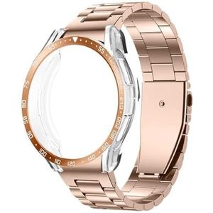 4-IN-1 roestvrijstalen band geschikt for Samsung Galaxy Watch 6 Classic 43 mm 47 mm metalen band TPU case bezel beschermende glasfilm(Color:Rosegold,Size:Watch 6 Classic 47mm)